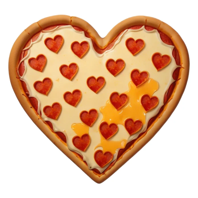 pizza in the shape of a broken heart for Valentine's Day sticker