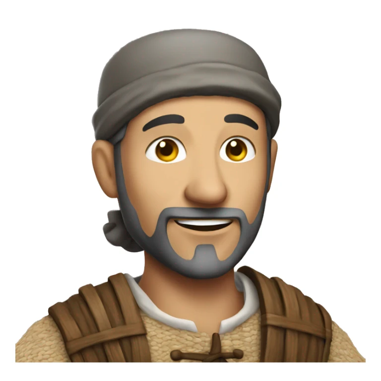 photorealistic happy medieval peasant sticker