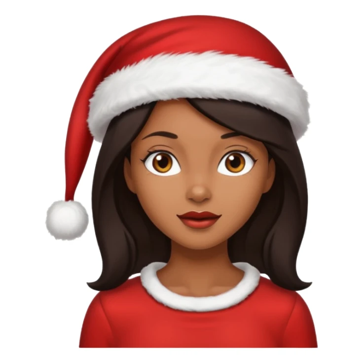 black brunette woman with wearing Santa  sticker