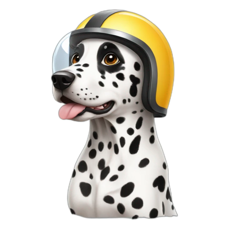 A Dalmatian wearing a full glass helmet sticker