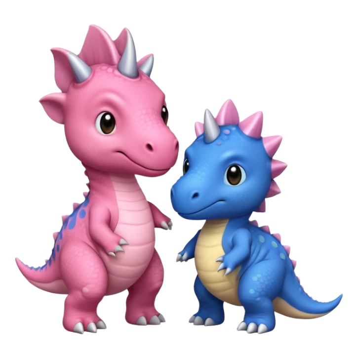 2 Dino one Triceratops cute pink kawei in love with one Blue t-Rex  one should be an triceratops  sticker