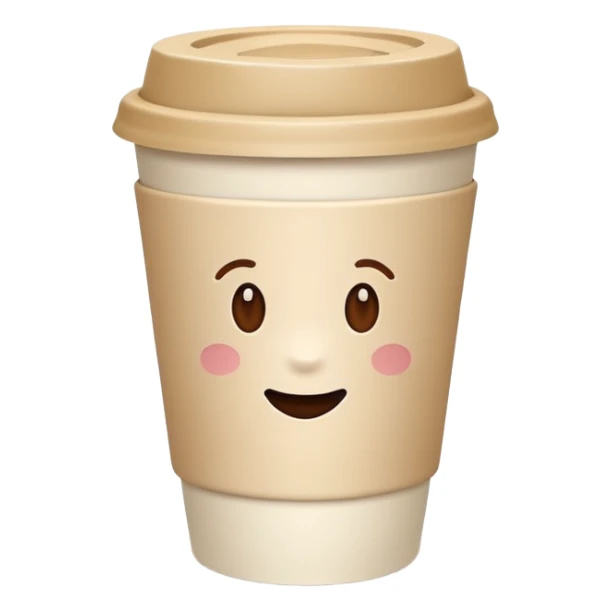 ivory colored paper coffee cup with beige lid sticker