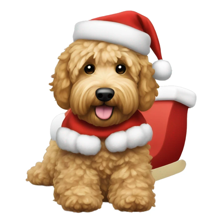 Goldendoodle dog with Santa Claus dress in the sleigh sticker