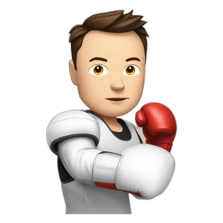 elon musk with boxing gloves, ready ti fight sticker