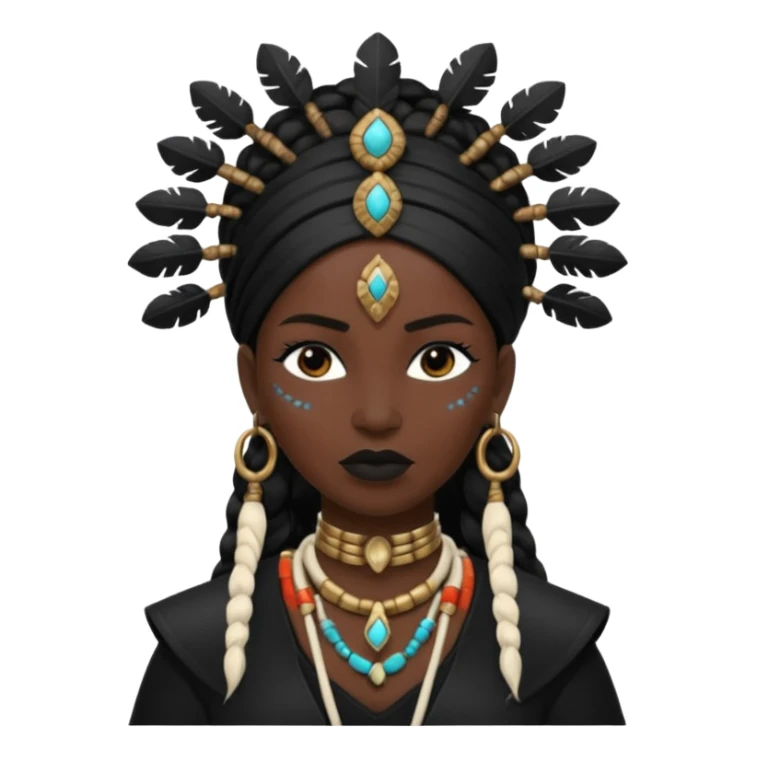 white shaman woman black clothes black accesories  sticker