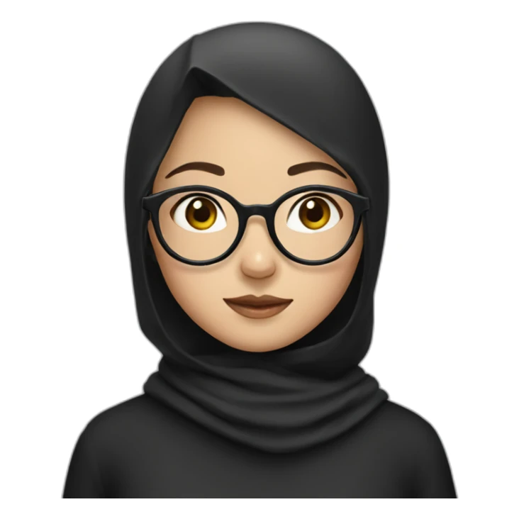 a chinese girl with black hijab and round glasses sticker