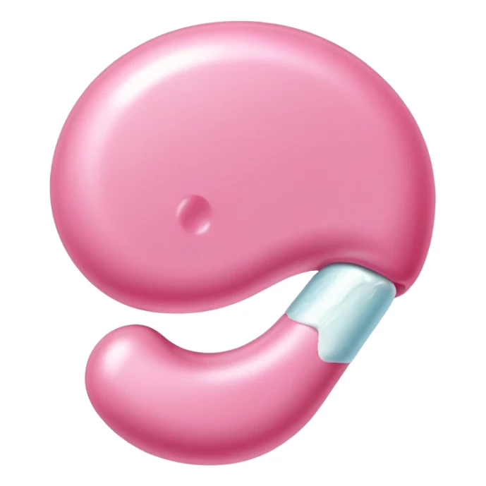 a piece of chewing gum, pink bubble gum, candy sticker