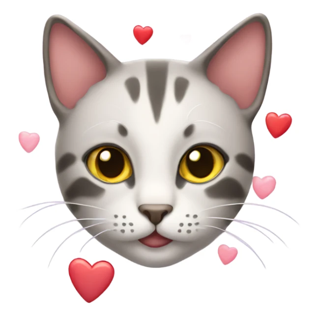 cat emoji with hearts around it sticker
