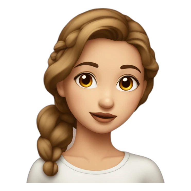 Es una chica de piel clara pelo lacio de color negro ojos marrones labio grande i color mate Con ropa de Mariposa sticker