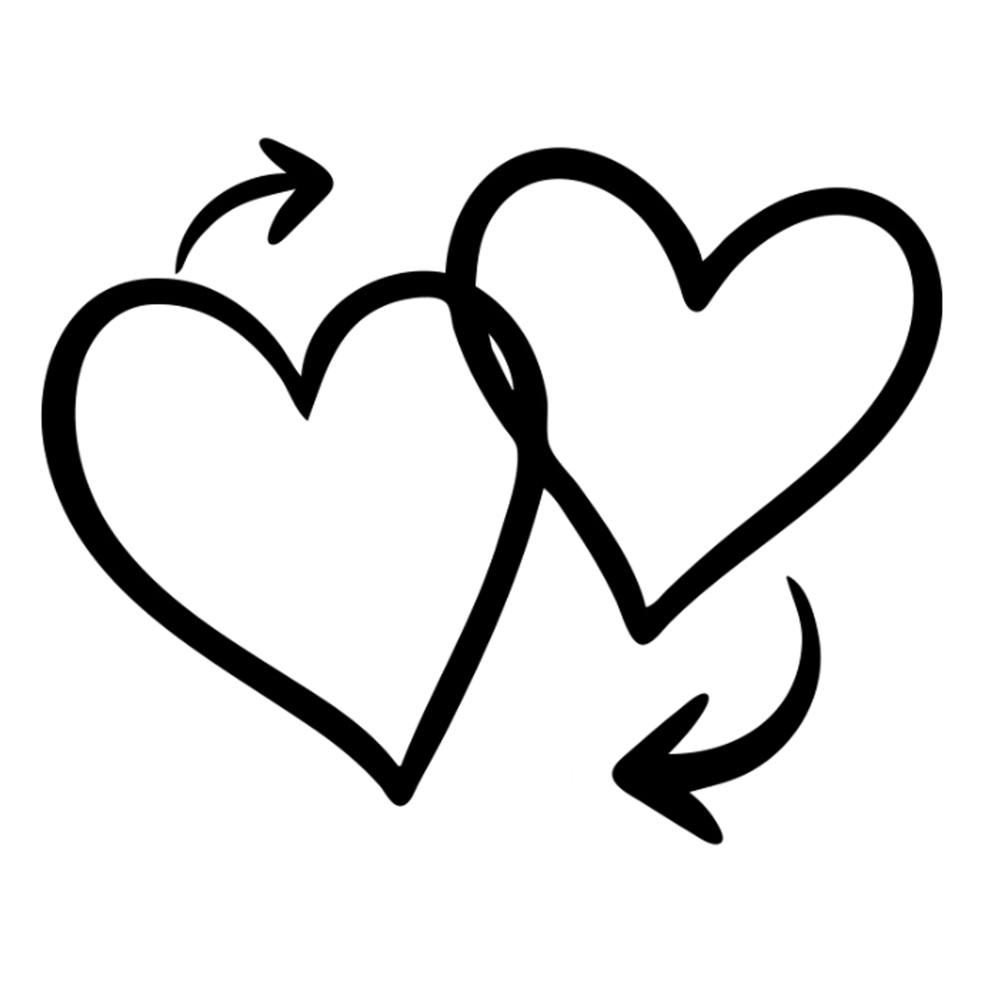 Two hearts revolving around each other, connected in motion sticker