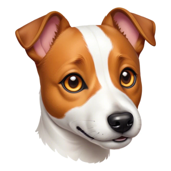 Cinematic Noble Jack Russell Terrier Portrait Emoji, Poised and spirited, with a compact, agile build in rich, warm tones, bright, alert eyes, perky ears, and a determined, lively expression, Simplified yet sharp and sophisticated features, highly detailed, glowing with a warm, natural luminescence, high shine, intelligent and resilient, stylized with an air of energetic authority, focused and alert, soft glowing outline, capturing the essence of a watchful and confident Jack Russell Terrier that appears ready to bound out of the screen with effortless energy! sticker