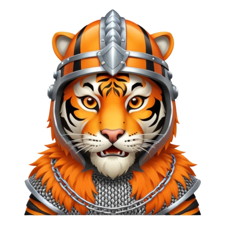 Russian bogatyr tiger with helmet and chainmail sticker
