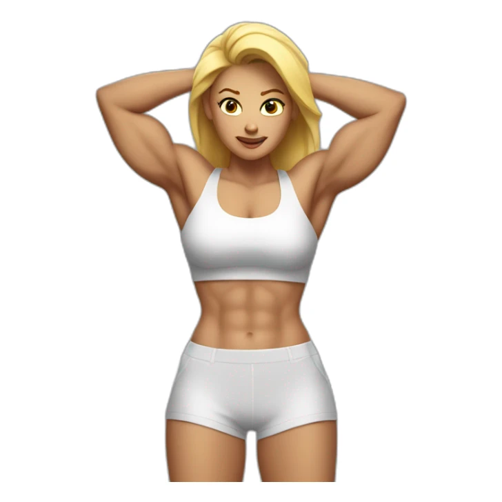 White Woman with abs flexing muscles sticker