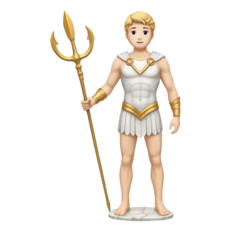 a marble man statue full body holding trident sticker