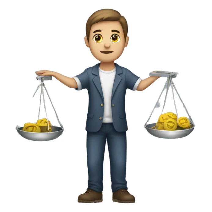 a person holding scales sticker