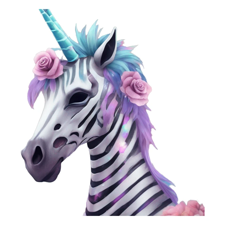 Skeleton zombie Zebra sparkling nebula zebra unicorn skeleton scars scarred broken cracked Pegasus collage roses flowers palm trees tropical  sticker