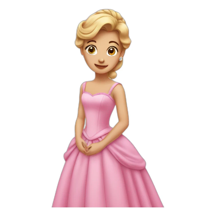 the language of Cinderella in a pink dress sticker
