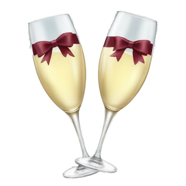 Two glasses of champagne cheering with burgundy bows sticker