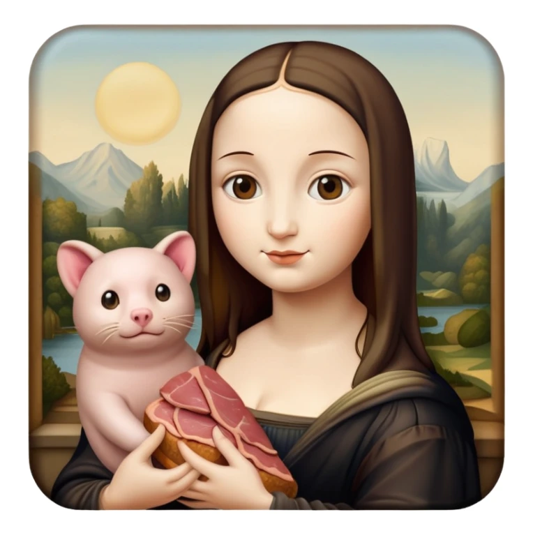 kawaii style art mona lisa SPAM MEAT painting  sticker