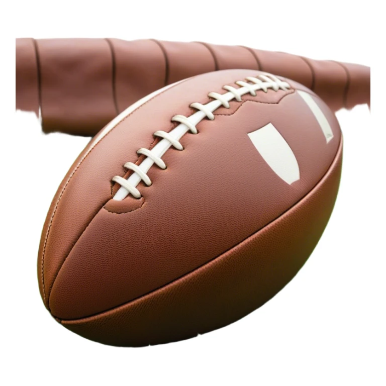 Cinematic Realistic image of a rugby ball resting on verdant turf, rendered with intricate stitching details and subtle weathering, bathed in warm, natural lighting that emphasizes its enduring character sticker