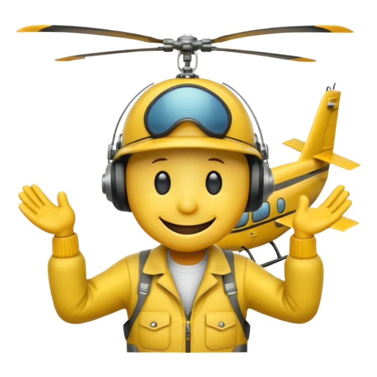 smileys jaune faisant chut avec ses doigts portant une casquete helicoptère sticker