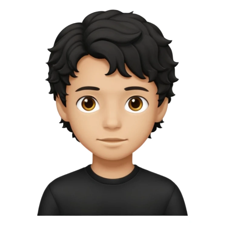 Menino de 15 anos de cabelo preto ondulado e de roupa preta sticker