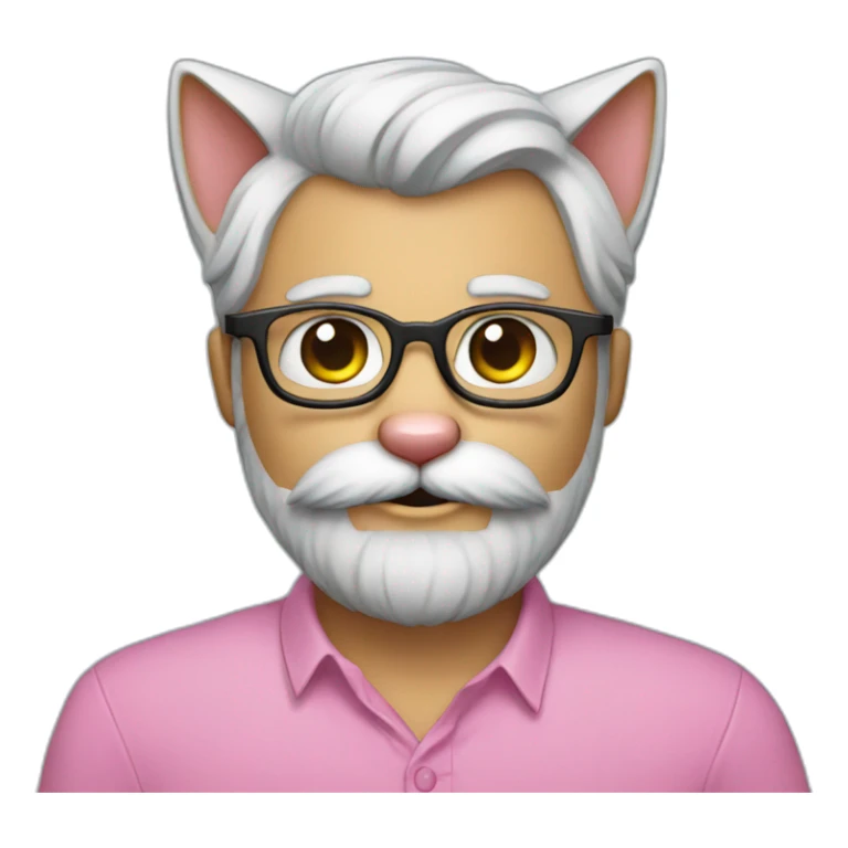bearded cat man with glasses and pink shirt sticker
