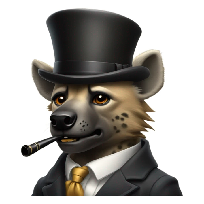 Male, muscular, hyena, smoking pipe, top hat, fancy, high class sticker