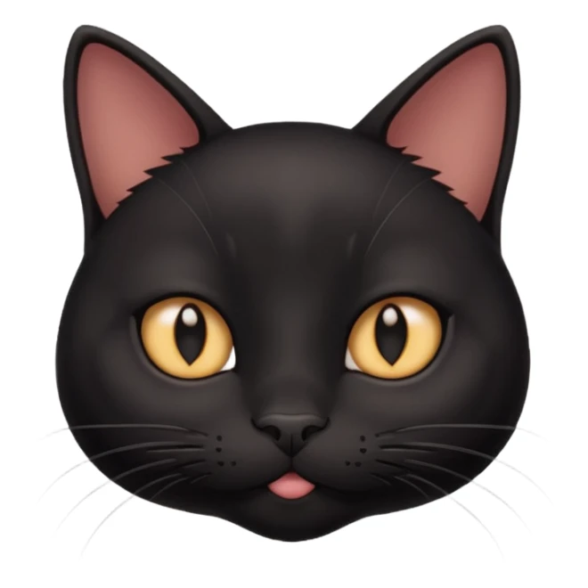 Black cute and funny cat with deep eyes and different emotions sticker
