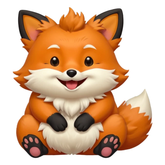 Floofy the Creampuff fox blackish away laughing, chubby. Black paws orange color sticker