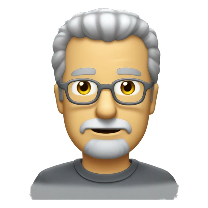 generate image of me with short grey cut hair, without mustache and a shadow of gray beard  in the style of Matt Groening, creator of the Simpsons cartoons sticker