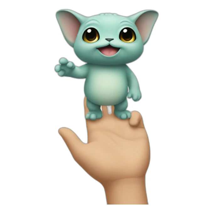 grogu, holds hand up  sticker