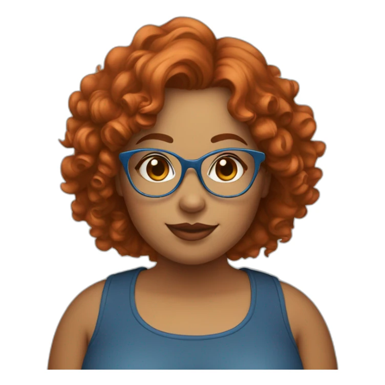 pretty curvy girl with curly copper hair and blue glasses sticker