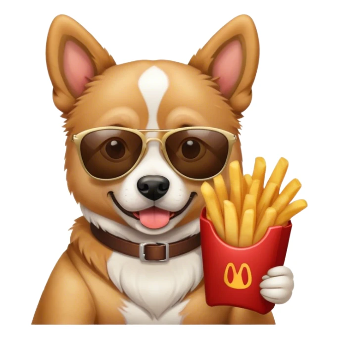 dog with sunglasses eating steak and fries sticker