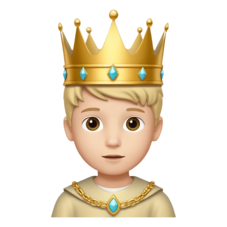 Royal Kid boy with fancy crown head 3d with real face sticker