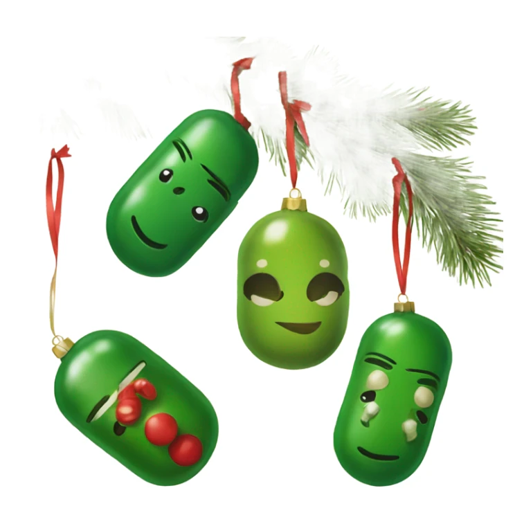 Vintage Christmas tree ornaments in shape of pickle  sticker