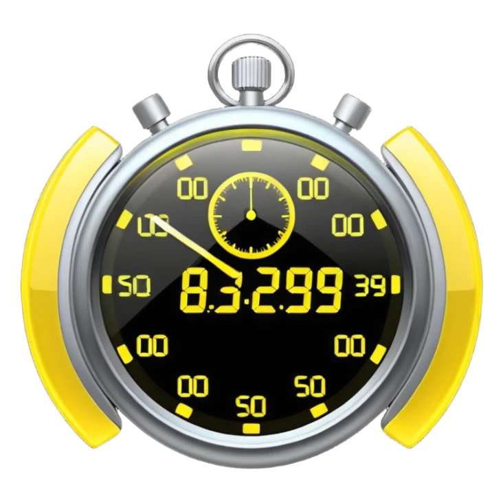 A futuristic holographic stopwatch glowing yellow sticker