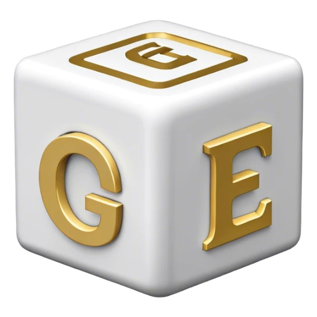 CUBE SHAPED BUIDING IN BLACK, WITHE THE LETTERS GL IN GOLD AROUND THE BUILDING sticker