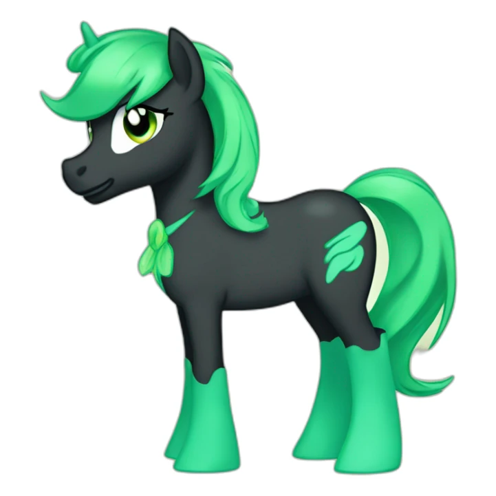green filly from equestria with a black dishevelead mane sticker
