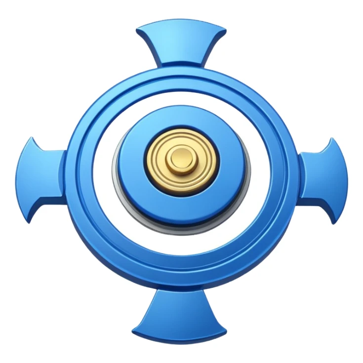 A blue Beyblade with 3 pointed blades like Victory Valtryek sticker
