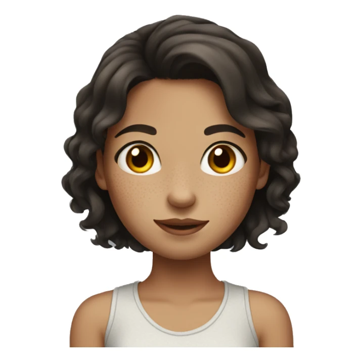 girl with dark brown hair and freckles sticker
