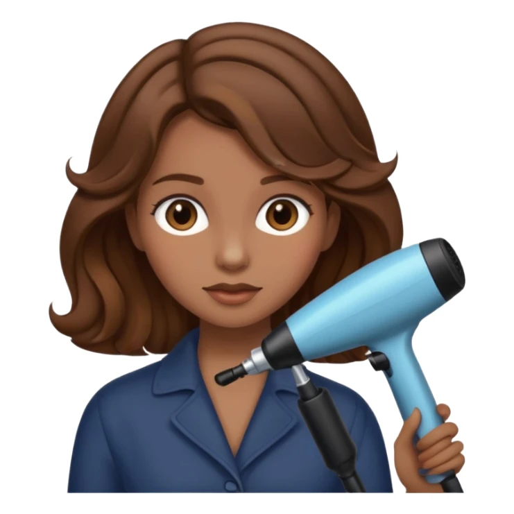 generate a girl with brown hair while curling it sticker