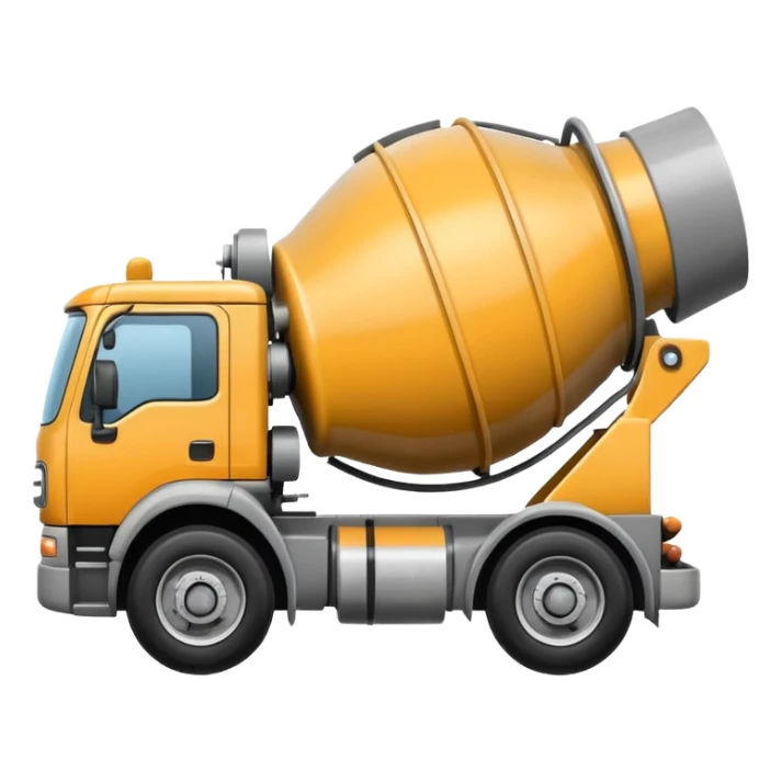 Illustrate a cement mixer truck with a rotating drum on the back. sticker