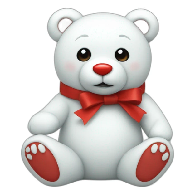 White Bear toy full body with Red nose sticker