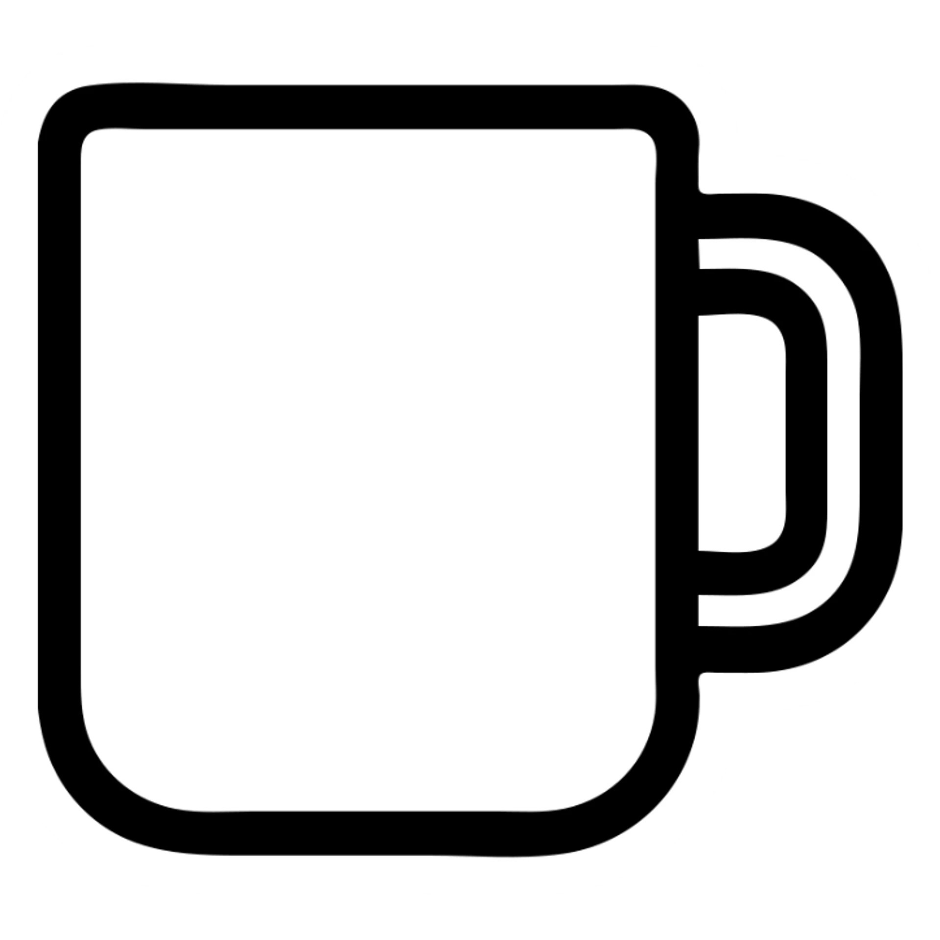 coffee mug, modern icon style, bold outline, flat color, minimalistic sticker