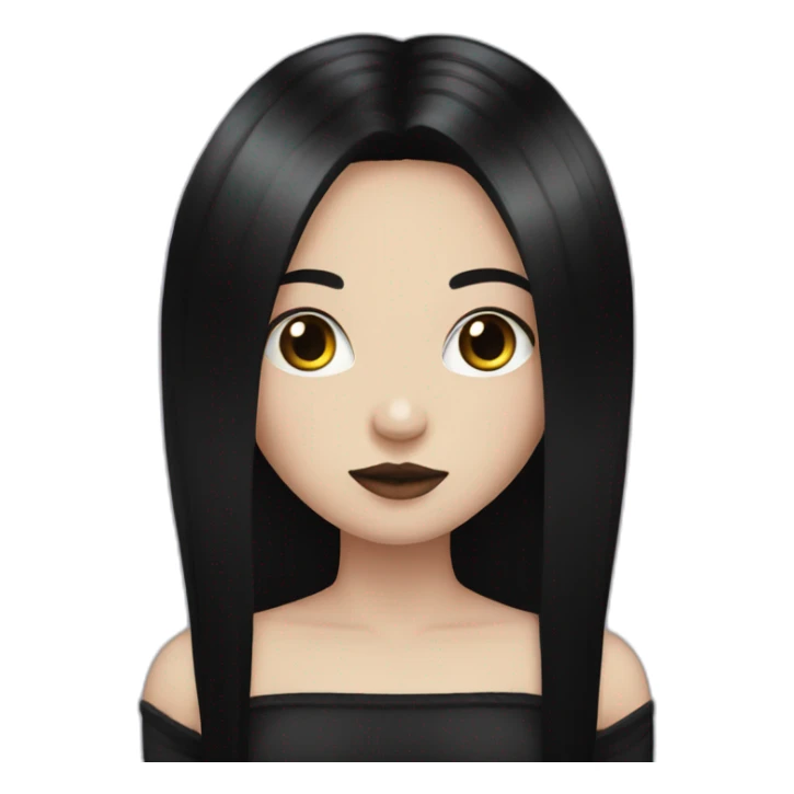 Goth girl long black hair middle part sticker