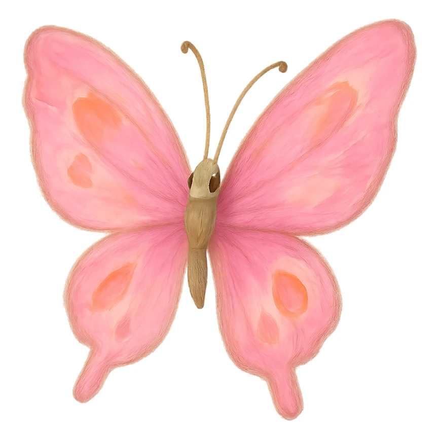 pink butterfly, whimsical and magical, soft painterly look sticker