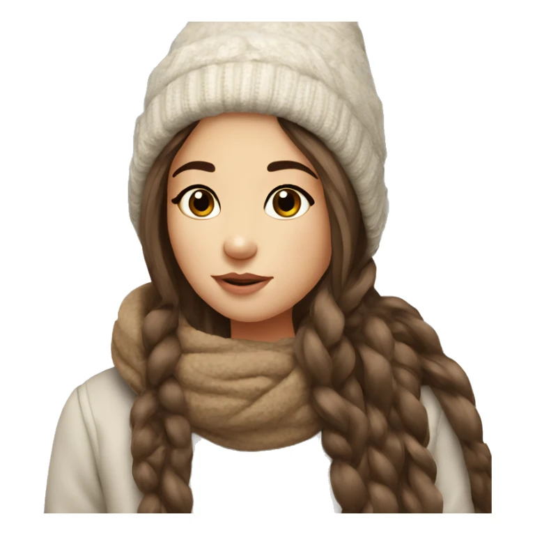 Long brown hair girl cute winter sticker