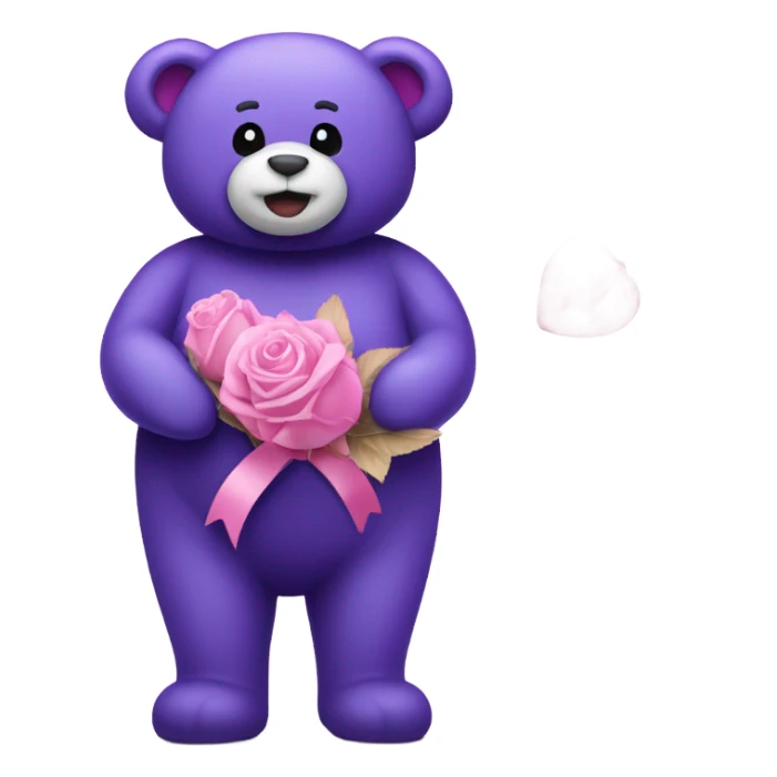Big purple Teddy Bear holding chocolates and pink & purple roses sticker