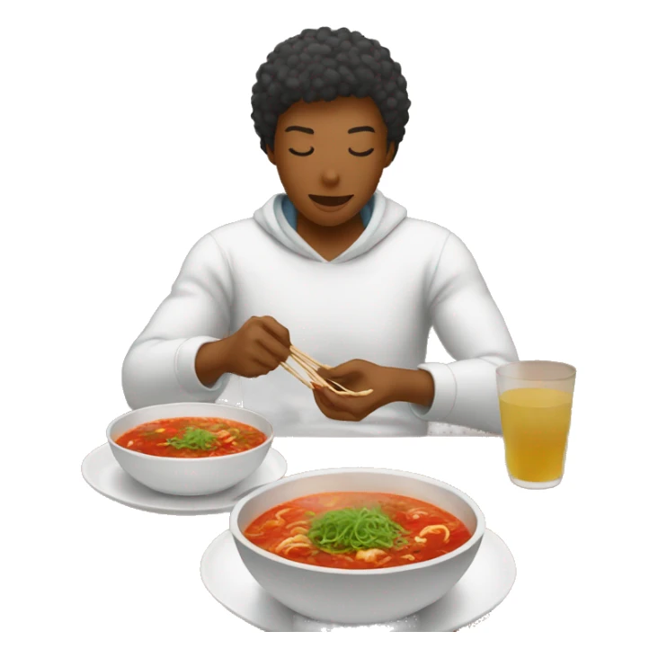 person who eating spicy hot pot alone sticker